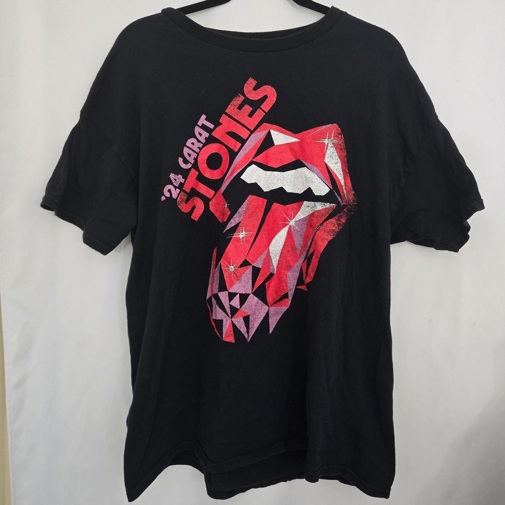 Rolling Stones Hackney Diamonds 2024 24 Carat Stones Tour T-Shirt Black Large
